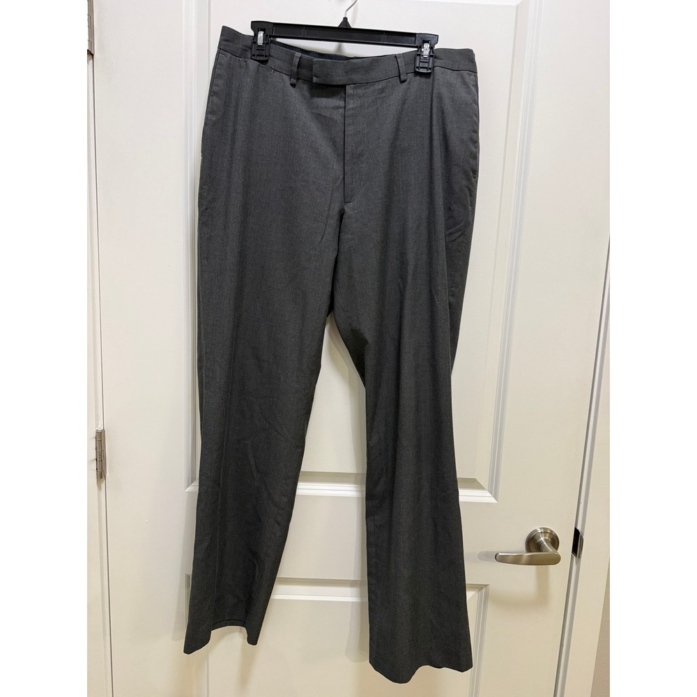 Claiborne Mens 34x32 Gray Dress Pants Flat Front Straight Leg Trousers